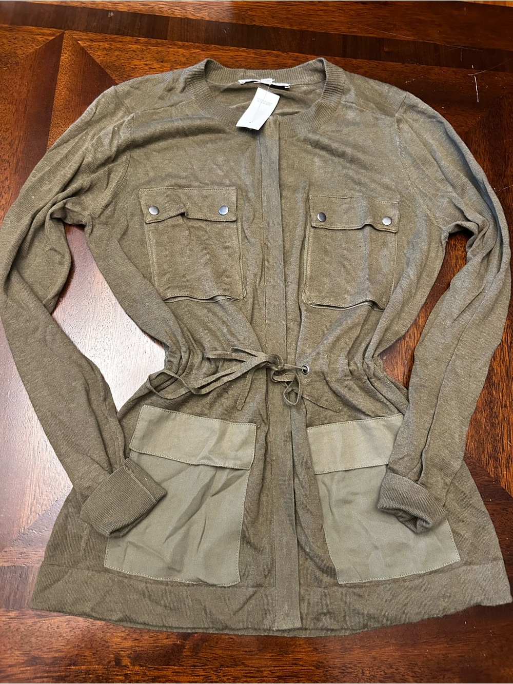LOFT Women’s Olive Green Drawstring Utility Jacket Size Medium